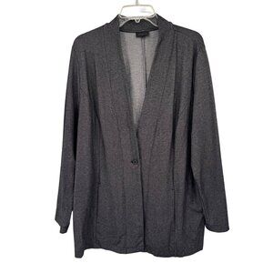 J. Jill Wearever Collection Womens  knit Jacket size XL Charcoal gray pockets